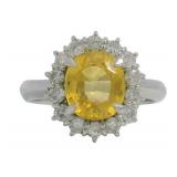 Platinum 3.01 ct Yellow Sapphire & Diamond Ring