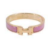 HERMES Pink Enamel H Click Bangle Bracelet