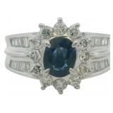 Platinum 1.78 ct Natural Sapphire & Diamond Ring