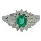 Platinum 1.00 ct Natural Emerald & Diamond Ring