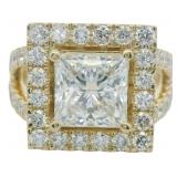 14kt Gold 4.23 ct Princess Cut Lab Diamond Ring