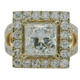 14kt Gold 4.10 ct Princess Cut Lab Diamond Ring