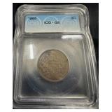 1865  2 Piece Cent