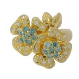 18kt Gold Fancy Blue & White Diamond Estate Ring