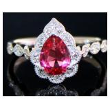 Pear Cut 1.25 ct Ruby & Diamond Ring Pear Cut 1.25 ct Ruby & Diamond Ring