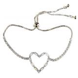 Baguette White Topaz Heart Bolo Bracelet Baguette White Topaz Heart Bolo Bracelet
