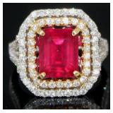14kt Gold 6.45 ct Brilliant Ruby & Diamond Ring 14kt Gold 6.45 ct Brilliant Ruby & Diamond Ring