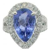 14kt Gold 6.20 ct GIA Tanzanite & Lab Diamond Ring 14kt Gold 6.20 ct GIA Tanzanite & Lab Diamond Ring