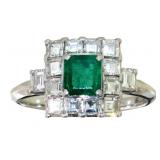 Platinum 1.47ct Natural Emerald & VVS Diamond Ring Platinum 1.47ct Natural Emerald & VVS Diamond Ring