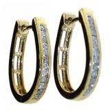 Channel Set 1/4 ct Elongated Diamond Hoop Earrings Channel Set 1/4 ct Elongated Diamond Hoop Earrings