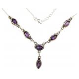 Natural Vintage Style Marquise Amethyst Necklace Natural Vintage Style Marquise Amethyst Necklace