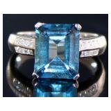 Emerald Cut 5.77 ct London Blue Topaz Diamond Ring Emerald Cut 5.77 ct London Blue Topaz Diamond Ring