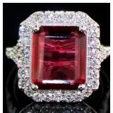 Emerald Cut 6.02 ct Ruby & VS Lab Diamond Ring Emerald Cut 6.02 ct Ruby & VS Lab Diamond Ring