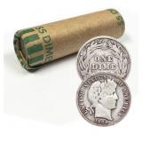 1892-1916 50 Coin Roll Barber Silver Dimes 1892-1916 50 Coin Roll Barber Silver Dimes