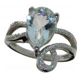 Pear Cut 3.15 ct Green Amethyst & Diamond Ring Pear Cut 3.15 ct Green Amethyst & Diamond Ring