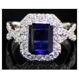 Emerald Cut 3.02 ct Sapphire & VS Lab Diamond Ring Emerald Cut 3.02 ct Sapphire & VS Lab Diamond Ring