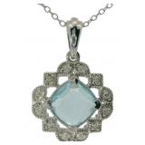 Cushion Cut 2.65 ct Aquamarine & Diamond Pendant Cushion Cut 2.65 ct Aquamarine & Diamond Pendant