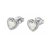 Heart Shape White Opal & Diamond Earrings Heart Shape White Opal & Diamond Earrings