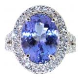 14kt Gold 6.88 ct GIA Tanzanite & Lab Diamond Ring 14kt Gold 6.88 ct GIA Tanzanite & Lab Diamond Ring
