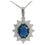 Oval 3.54 ct Sapphire & Diamond Necklace Oval 3.54 ct Sapphire & Diamond Necklace