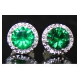 Round 2.00 ct Emerald Stud Earrings Round 2.00 ct Emerald Stud Earrings