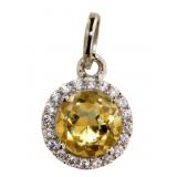 Genuine Golden Citrine Halo Designer Pendant Genuine Golden Citrine Halo Designer Pendant