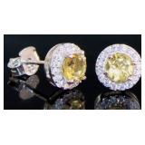 Genuine Golden Citrine Halo Designer Earrings Genuine Golden Citrine Halo Designer Earrings