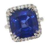 14k Gold 14.76 ct Sapphire & Diamond Ring 14k Gold 14.76 ct Sapphire & Diamond Ring