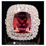 Quality 6.56 ct Ruby & Diamond Double Halo Ring Quality 6.56 ct Ruby & Diamond Double Halo Ring