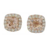 Cushion Cut 1.30 ct Morganite & Diamond Earrings Cushion Cut 1.30 ct Morganite & Diamond Earrings