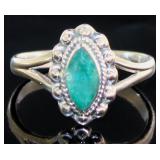 1Marquise Cut Natural Emerald Solitaire Ring 1Marquise Cut Natural Emerald Solitaire Ring