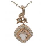 Cushion Cut 1.50 ct Morganite & Diamond Necklace Cushion Cut 1.50 ct Morganite & Diamond Necklace