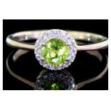Genuine Peridot Halo Ring Genuine Peridot Halo Ring