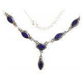 Natural Vintage Style Marquise Sapphire Necklace Natural Vintage Style Marquise Sapphire Necklace