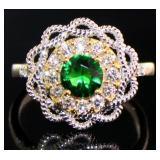 Round 1.50 ct Emearld & Diamond Ring Round 1.50 ct Emearld & Diamond Ring