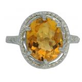 Oval 4.43 ct Natural Citrine & Diamond Ring Oval 4.43 ct Natural Citrine & Diamond Ring