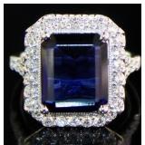 Emerald Cut 6.02 ct Sapphire & Lab Diamond Ring Emerald Cut 6.02 ct Sapphire & Lab Diamond Ring