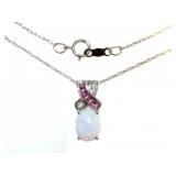 Quality Opal & Pink Sapphire Designer Necklace Quality Opal & Pink Sapphire Designer Necklace