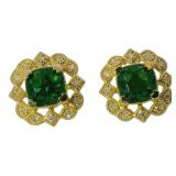 Cushion Cut 5.25 ct Emerald & Diamond Earrings Cushion Cut 5.25 ct Emerald & Diamond Earrings