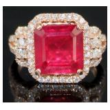 14kt Gold 6.06 ct Ruby & Diamond Ring 14kt Gold 6.06 ct Ruby & Diamond Ring