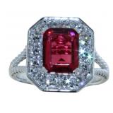 Emerald Cut 3.20 ct Ruby & VS Lab Diamond Ring Emerald Cut 3.20 ct Ruby & VS Lab Diamond Ring