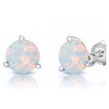 Round 2.20 ct White Opal Stud Earrings Round 2.20 ct White Opal Stud Earrings