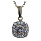 Brilliant 1.00 ct White Sapphire Halo Necklace Brilliant 1.00 ct White Sapphire Halo Necklace