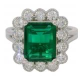 Step Cut 4.50 ct Emerald & Diamond Ring Step Cut 4.50 ct Emerald & Diamond Ring