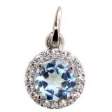 Genuine Swiss Blue Topaz Halo Designer Pendant Genuine Swiss Blue Topaz Halo Designer Pendant