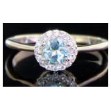 Genuine Swiss Blue Topaz Halo Designer Ring Genuine Swiss Blue Topaz Halo Designer Ring