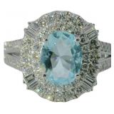 Oval 4.20 ct Aquamarine & Diamond Designer Ring Oval 4.20 ct Aquamarine & Diamond Designer Ring