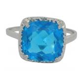 Cushion Cut 3.80 ct Blue Topaz-Diamond Ring Cushion Cut 3.80 ct Blue Topaz-Diamond Ring