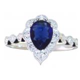 Pear Cut 1.25 ct Sapphire & Diamond Ring Pear Cut 1.25 ct Sapphire & Diamond Ring