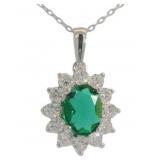 Oval 3.54 ct Emerald & Diamond Necklace Oval 3.54 ct Emerald & Diamond Necklace